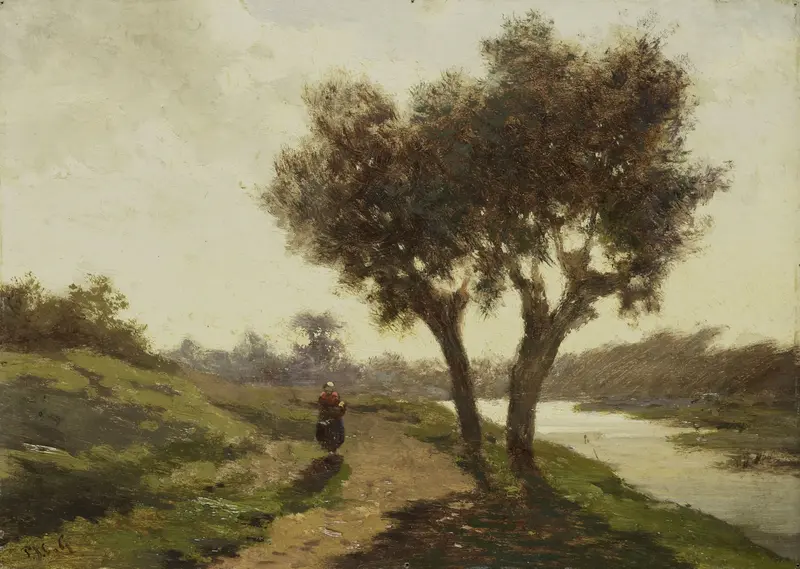 Landschap met twee bomen Wall Art by Paul Joseph Constantin Gabriël - High-Resolution Digital Print