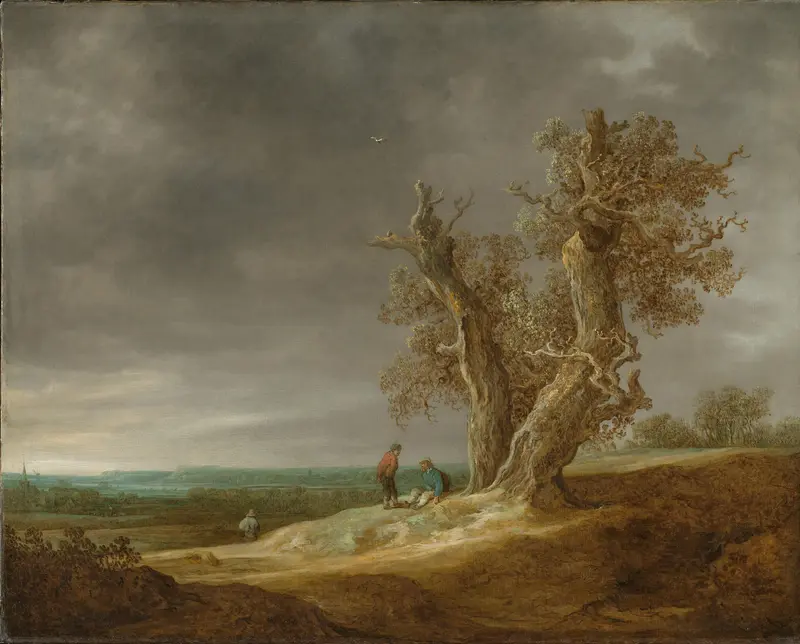 Landschap met twee eiken Wall Art by Unknown - High-Resolution Digital Print