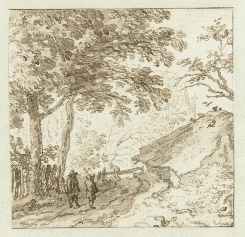 Landschap met twee figuren op een weg Wall Art by Allaert van Everdingen - High-Resolution Digital Print