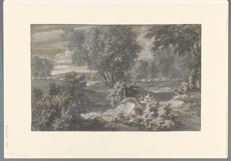 Landschap met twee figuren Wall Art by Abraham Genoels - High-Resolution Digital Print