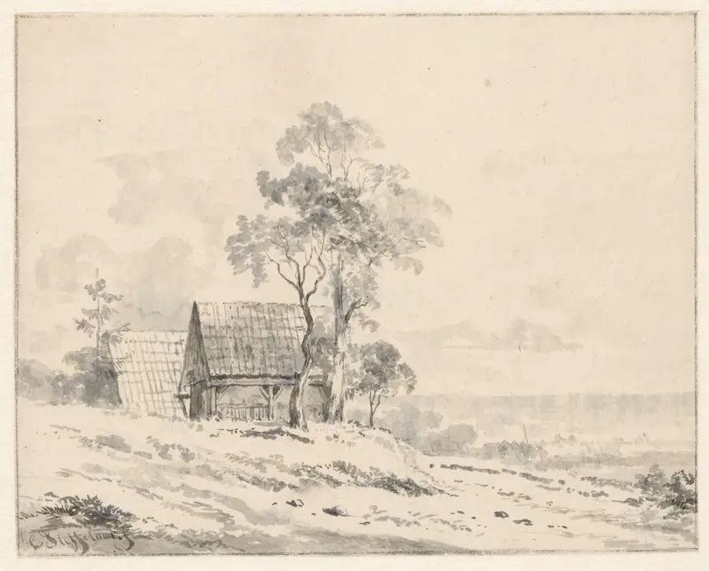 Landschap met twee huisjes Wall Art by Cornelis Steffelaar - High-Resolution Digital Print