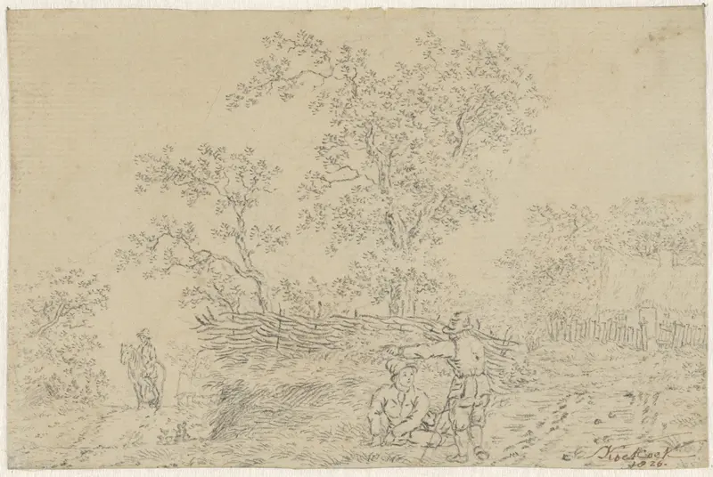 Landschap met twee jongens op de voorgrond Wall Art by anonymous - High-Resolution Digital Print