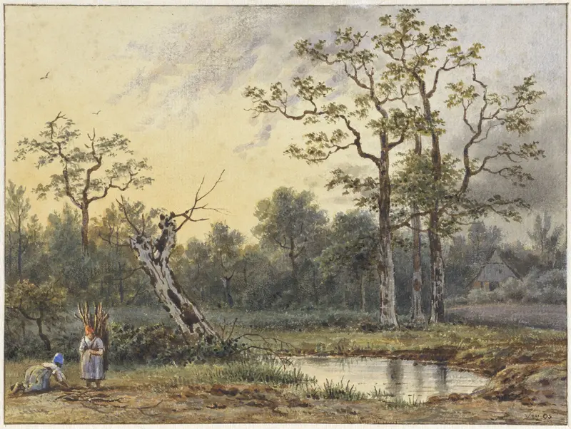 Landschap met twee sprokkelaarsters Wall Art by Georgius Jacobus Johannes van Os - High-Resolution Digital Print