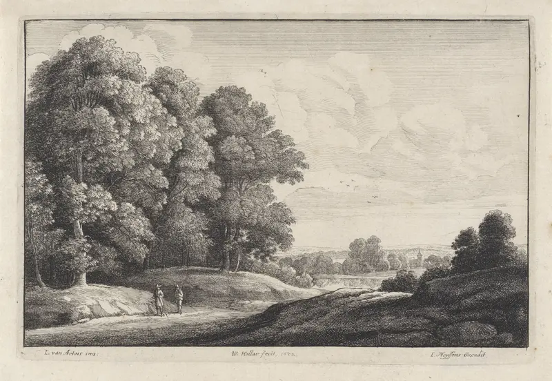 Landschap met twee wandelaars Wall Art by Unknown - High-Resolution Digital Print