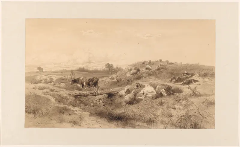 Landschap met vee en rustende herder Wall Art by Johan Daniël Koelman - High-Resolution Digital Print