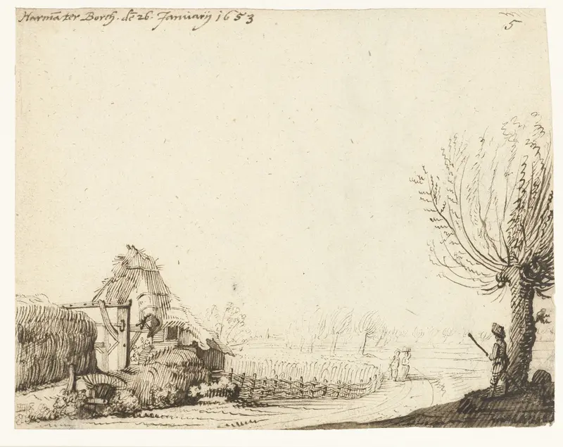 Landschap met vervallen gebouw Wall Art by Unknown - High-Resolution Digital Print