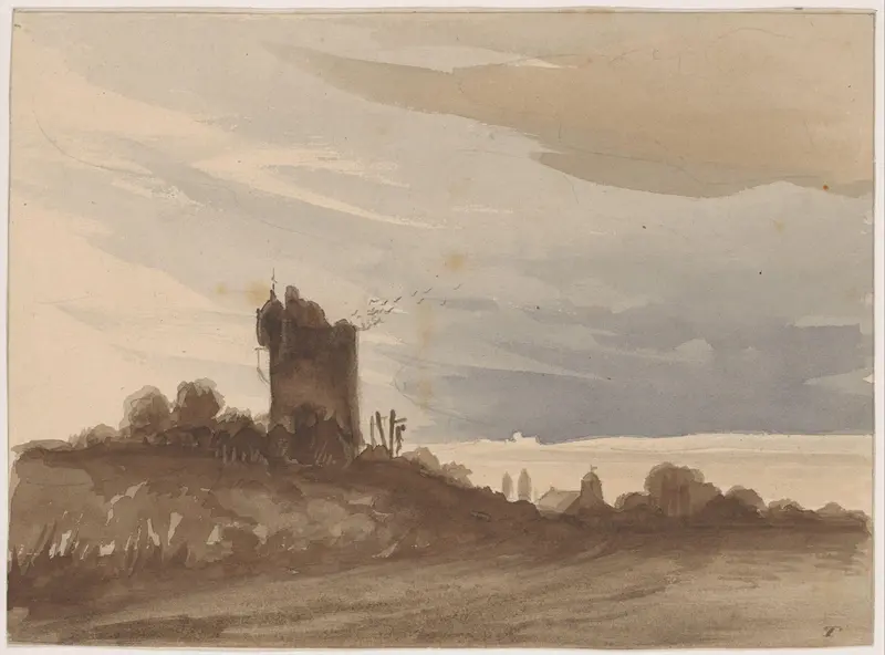 Landschap met vervallen toren Wall Art by Johannes Tavenraat - High-Resolution Digital Print