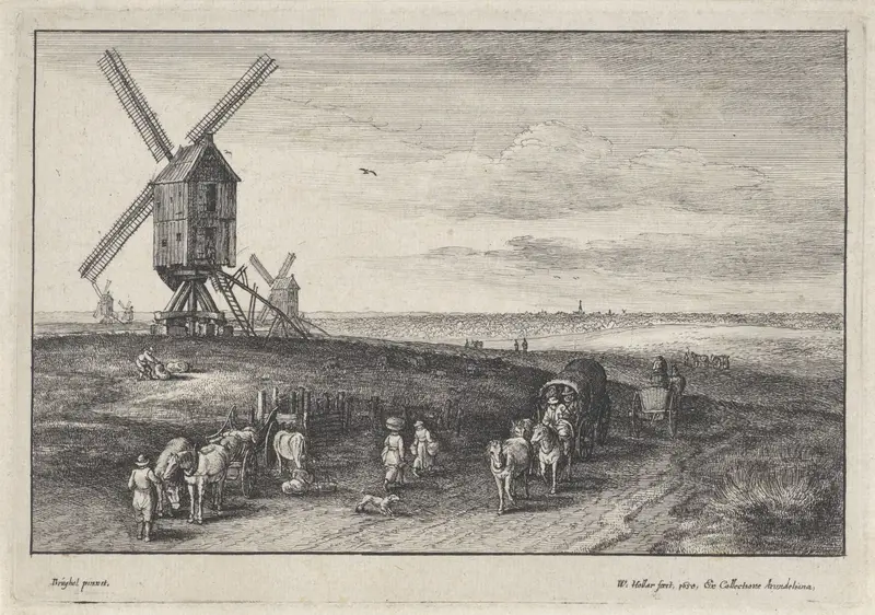 Landschap met vier windmolens Wall Art by Unknown - High-Resolution Digital Print
