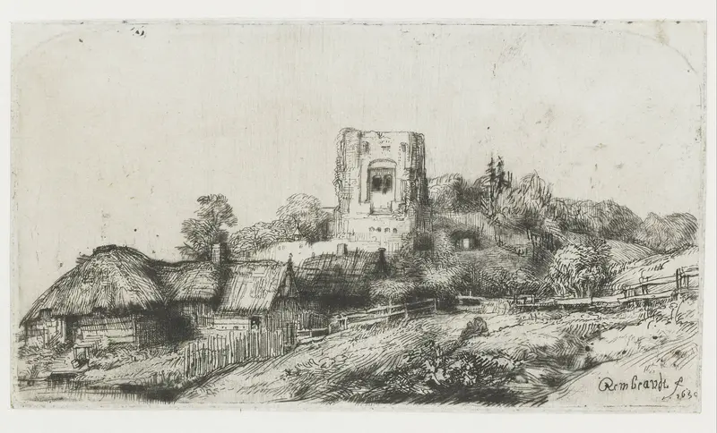 Landschap met vierkante toren Wall Art by Unknown - High-Resolution Digital Print
