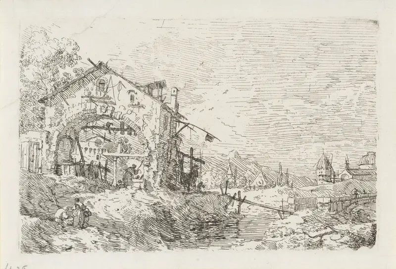 Landschap met vrouw bij put Wall Art by Joseph Smith - High-Resolution Digital Print
