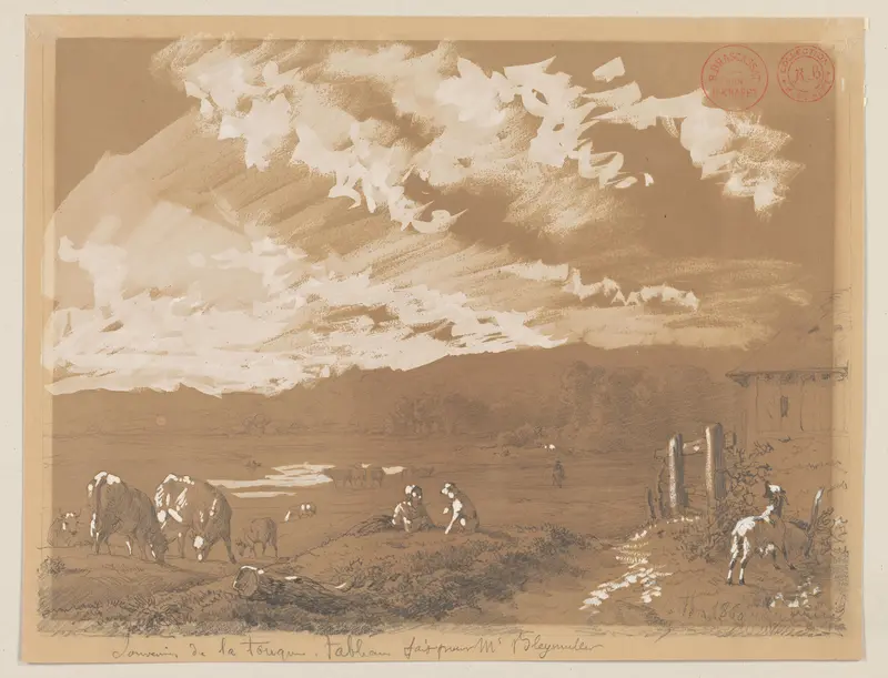 Landschap met vrouw en hond Wall Art by Jacques Raymond Brascassat - High-Resolution Digital Print