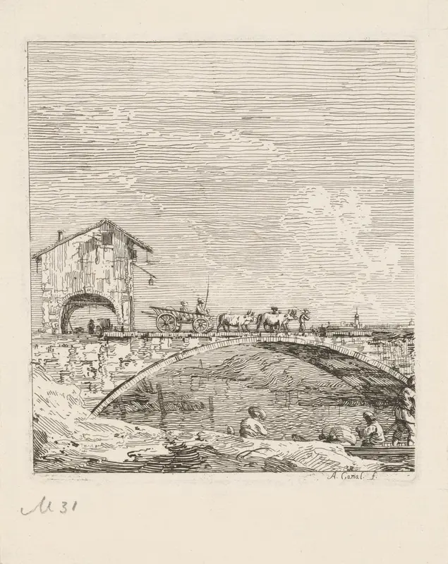 Landschap met wagen op brug Wall Art by Joseph Smith - High-Resolution Digital Print