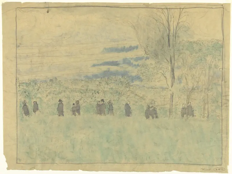 Landschap met wandelaars: begrafenisoptocht (?) Wall Art by Édouard Vuillard - High-Resolution Digital Print