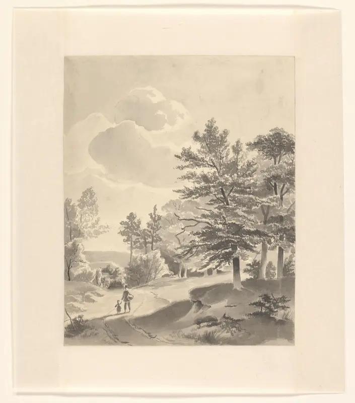 Landschap met wandelaars op een pad Wall Art by Unknown - High-Resolution Digital Print