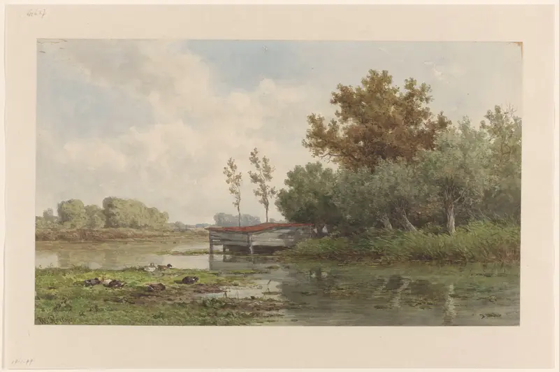 Landschap met water en eenden Wall Art by Willem Roelofs (I) - High-Resolution Digital Print