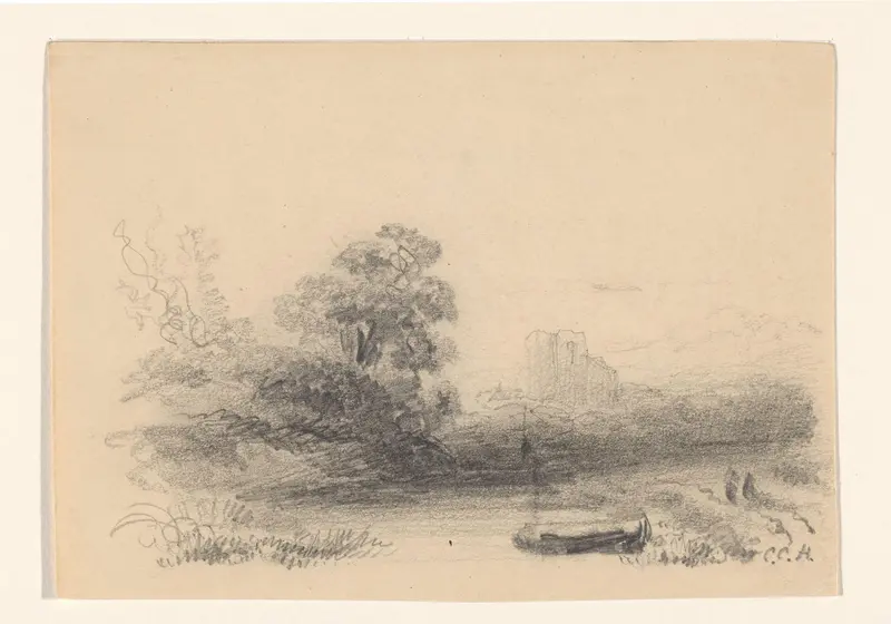 Landschap met water en roeiboot Wall Art by Unknown - High-Resolution Digital Print