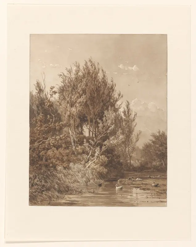 Landschap met water met eenden Wall Art by Jan Willem van Borselen - High-Resolution Digital Print