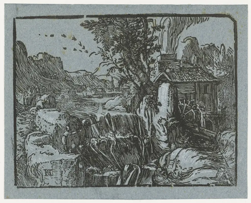 Landschap met waterval Wall Art by Hendrick Goltzius - High-Resolution Digital Print