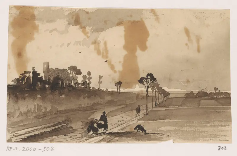 Landschap met weg Wall Art by Unknown - High-Resolution Digital Print