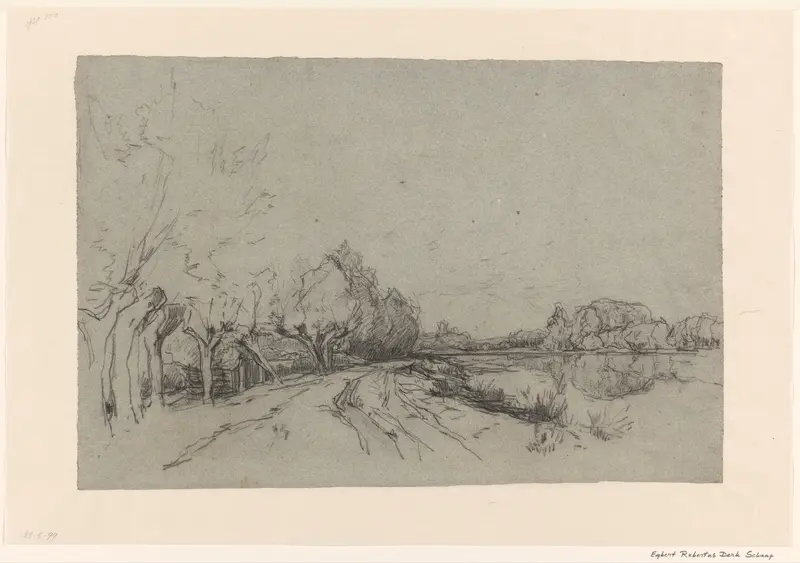 Landschap met weg langs water Wall Art by Egbert Rubertus Derk Schaap - High-Resolution Digital Print