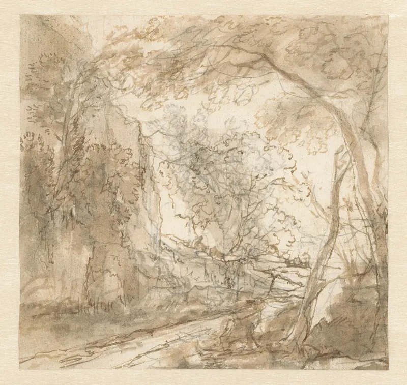 Landschap met weg tussen bomen Wall Art by Unknown - High-Resolution Digital Print