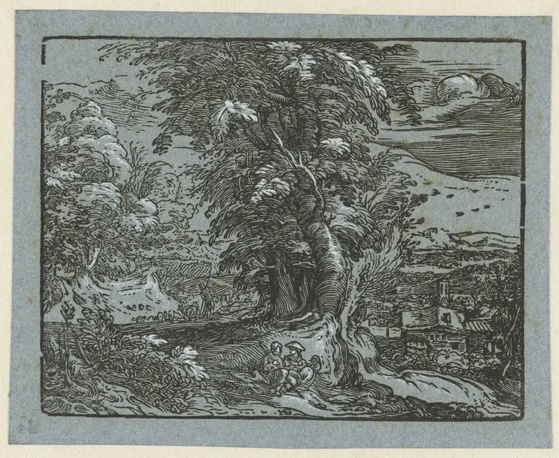Landschap met zittend paartje Wall Art by Hendrick Goltzius - High-Resolution Digital Print