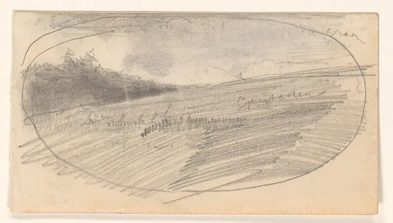 Landschapschets in een ovaal Wall Art by August Allebé - High-Resolution Digital Print