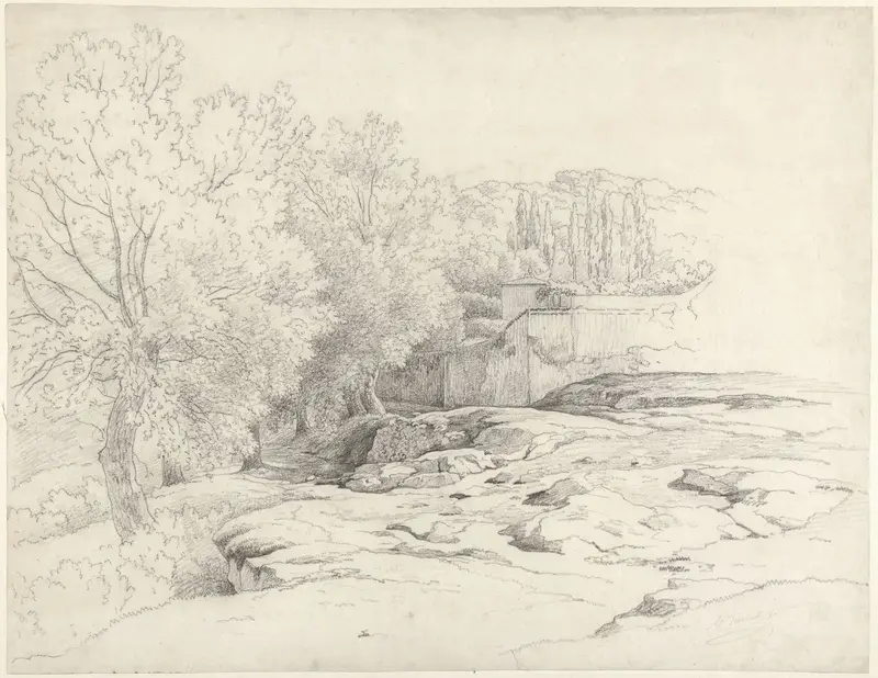 Landschapsstudie met gebouwen Wall Art by Abraham Teerlink - High-Resolution Digital Print