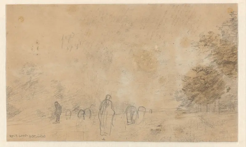 Landweg met bomen, figuren en vee Wall Art by Anton Mauve - High-Resolution Digital Print