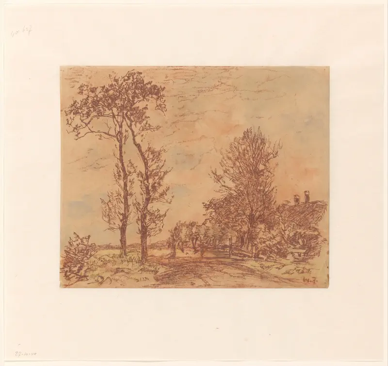 Landweg met bomen, rechts een boerderij Wall Art by Willem de Zwart - High-Resolution Digital Print
