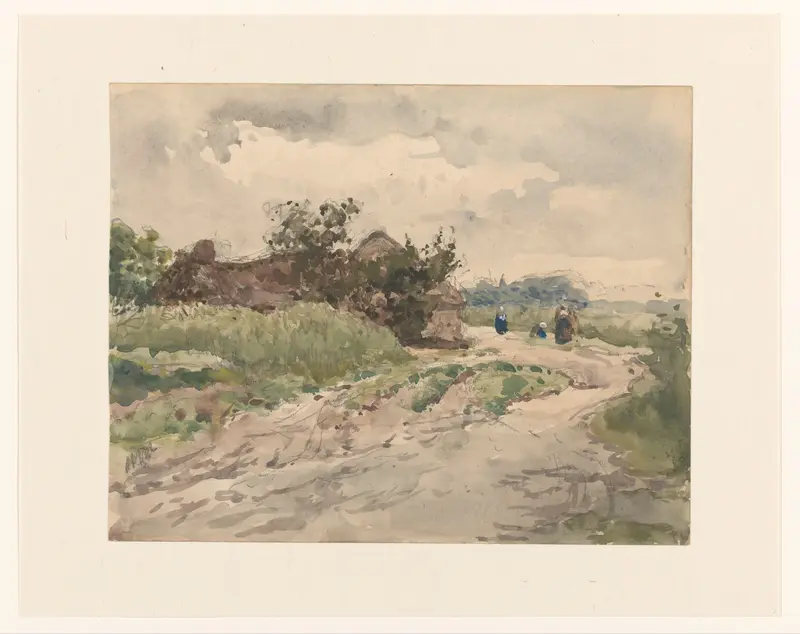 Landweg met enkele figuren, leidend naar een boerderij Wall Art by Julius Jacobus van de Sande Bakhuyzen - High-Resolution Digital Print