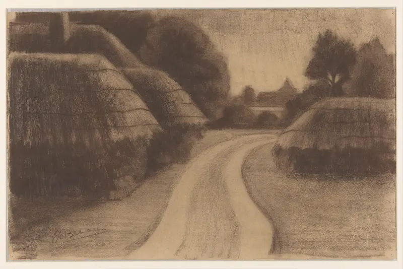 Landweg met hooischelven Wall Art by Unknown - High-Resolution Digital Print