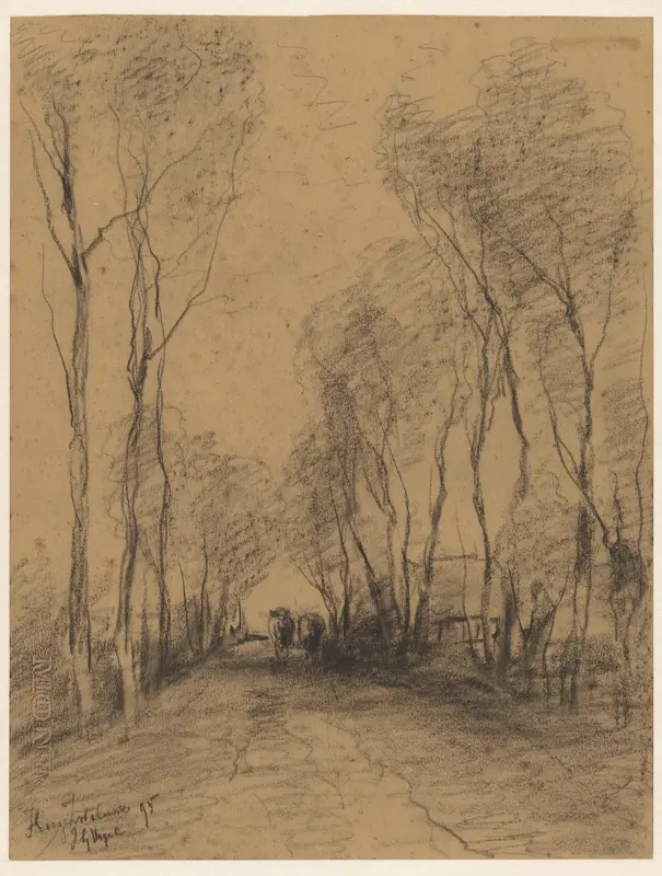 Landweg met koeien bij Hoge Zwaluwe Wall Art by Unknown - High-Resolution Digital Print