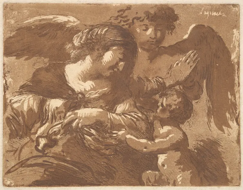 L'ange gardien (The Guardian Angel), in an album containing Recueil de Compositions par Lagrenée Le Jeune (Collection of Compositions by Lagrenée the Younger) Wall Art by Jean Jacques Lagrenée - High-Resolution Digital Print