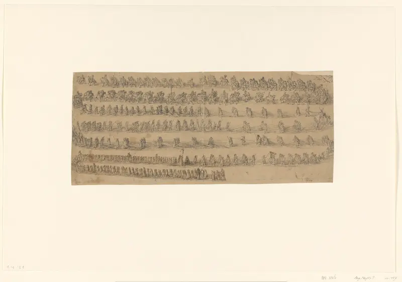Lange optocht van ruiters en figuren te voet Wall Art by Unknown - High-Resolution Digital Print