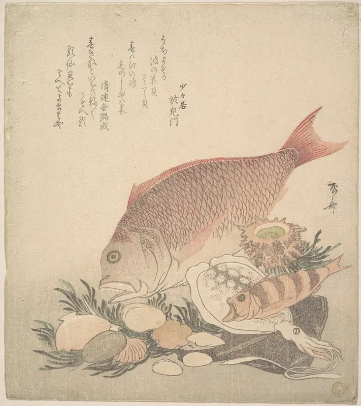 Large and Small Fish Swimming Among Shells and Moss at the Bottom of the Sea