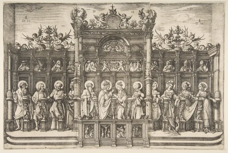 Large Choirstall with Christ Blessing the Virgin Wall Art by Daniel Hopfer - High-Resolution Digital Print