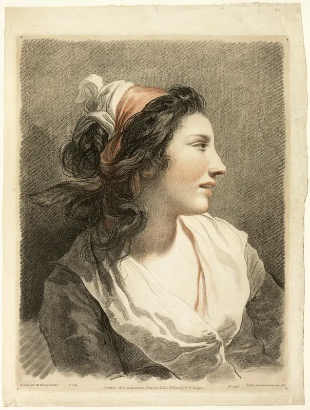 Large Female Head Wall Art by Gilles Antoine Demarteau, the Younger - High-Resolution Digital Print