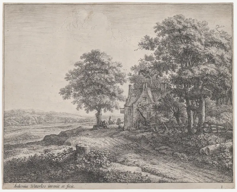 Large Linden Tree Before an Inn Wall Art by Anthonie Waterloo - High-Resolution Digital Print