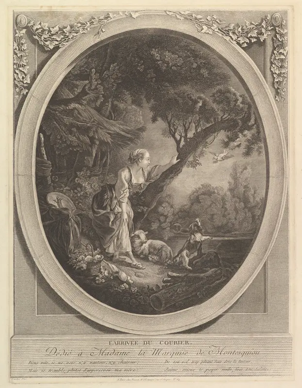 L'Arivée du Courier (The Arrival of the Messenger) Wall Art by Jacques Firmin Beauvarlet - High-Resolution Digital Print