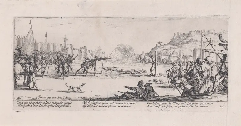 L'Arquebusade (The Shot the Arquebus), plate 12 from "Les Misères et les Mal-Heures de la Guerre" (The Miseries and Misfortunes of War) Wall Art by Jacques Callot - High-Resolution Digital Print