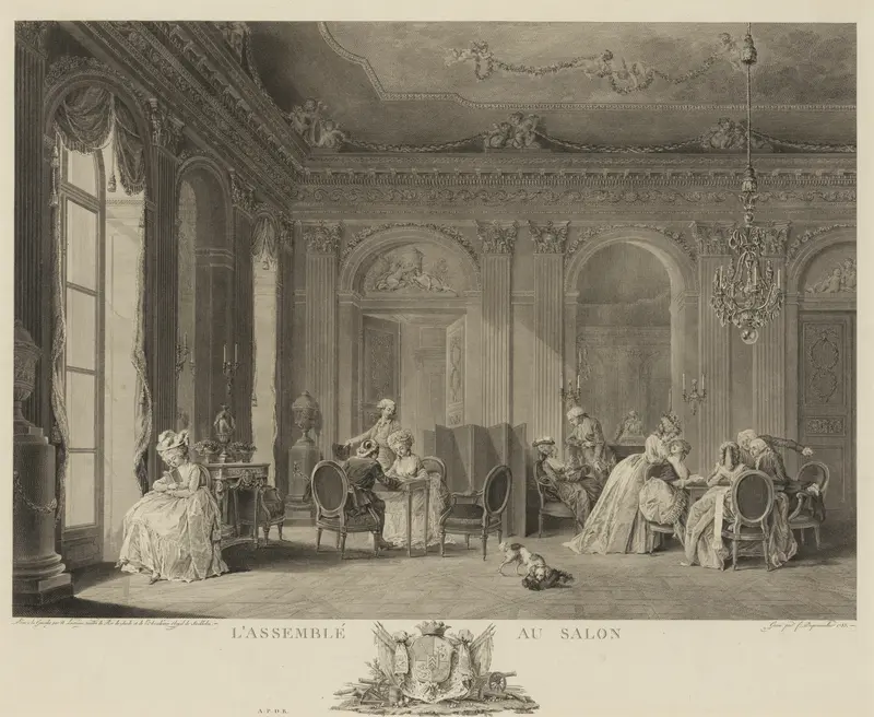L'Assemblee au Salon Wall Art by François Nicolas Barthélemy Dequevauviller - High-Resolution Digital Print