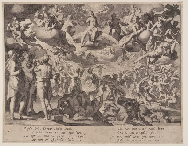Last Judgement, plate 13 from Thrones of Justice (Thronus Iustitiae) Wall Art by Willem van Swanenburgh - High-Resolution Digital Print