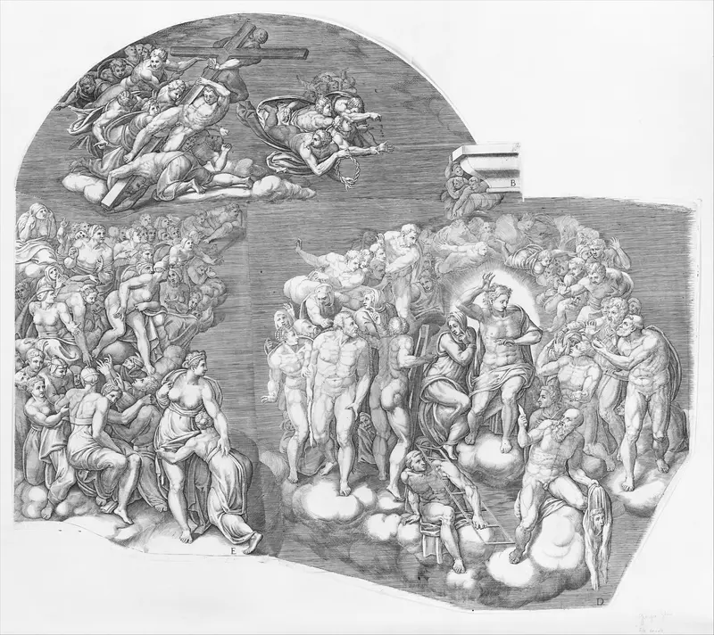 Last Judgment; after Michelangelo's fresco in the Sistine Chapel Wall Art by Giorgio Ghisi - High-Resolution Digital Print