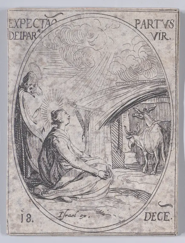 L'Attente de l'Enfantement de la Vierge (Expectation of the Virgin Mary), December 18th, from "Les Images De Tous Les Saincts et Saintes de L'Année" (Images of All of the Saints and Religious Events of the Year) Wall Art by Jacques Callot - High-Resolution Digital Print