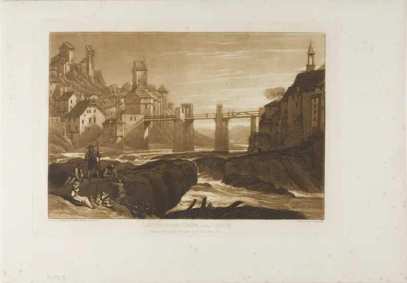 Lauffenbourgh on the Rhine, plate 31 from Liber Studiorum Wall Art by Joseph Mallord William Turner - High-Resolution Digital Print