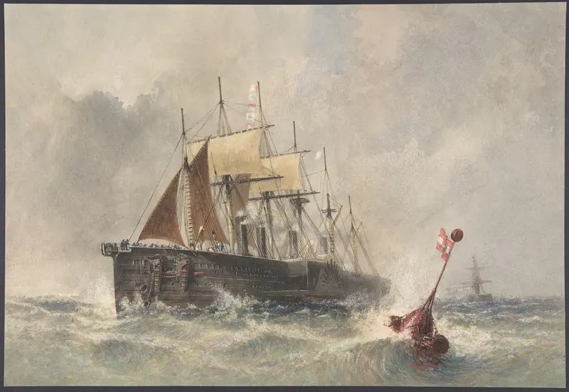 Launching the Buoy from the Bow of the Great Eastern on August 8th, 1865 Wall Art by Robert Charles Dudley - High-Resolution Digital Print