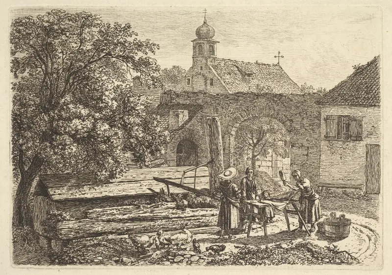 Laundress at an Artesian Well Wall Art by Johann Christoph Erhard - High-Resolution Digital Print