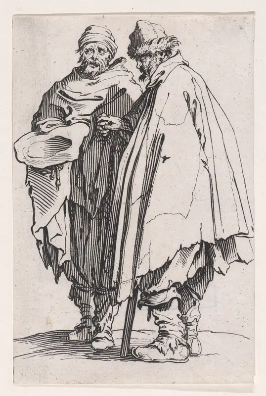 L'Aveugle et son Compagnon (The Blind Man and his Companion), from "Les Gueux suite appelée aussi Les Mendiants, Les Baroni, ou Les Barons" (The Beggars, also called the Barons) Wall Art by Jacques Callot - High-Resolution Digital Print