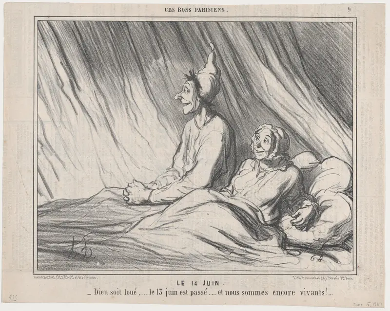Le 14 Juin, from Ces Bons Parisiens, published in Le Charivari, June 15, 1857 Wall Art by Honoré Daumier - High-Resolution Digital Print